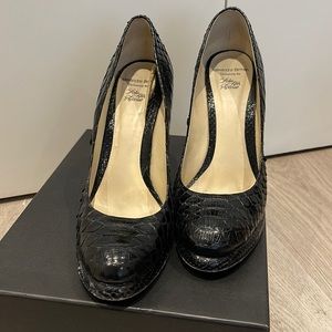 Alexandre Birman Black Python Pumps